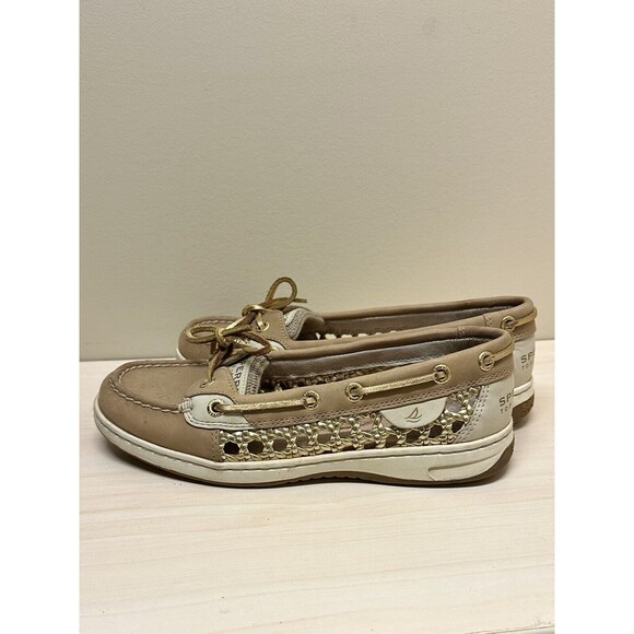 SPERRY Top Sider Angelfish Womens Deck Boat Shoe Sz 5.5 M Linen Gold EUC!!! - Picture 3 of 6